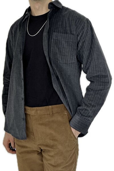 APT PRESTIGE Erkek Ekose Kare Desenli Lux Kadife Gömlek