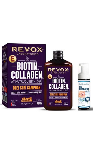 Revox 400 ml Biotin Collagen Shampoo - Teeth Whitening Foam Gift