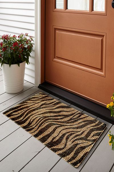 Vagonik Zebra Patterned Jute Detailed PVC Based Thick Door Mat