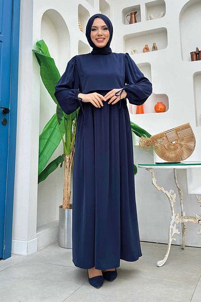 Bym Fashion Φόρεμα με λεπτομέρεια γραβάτας με διπλή στρώση Bym3 Navy Blue