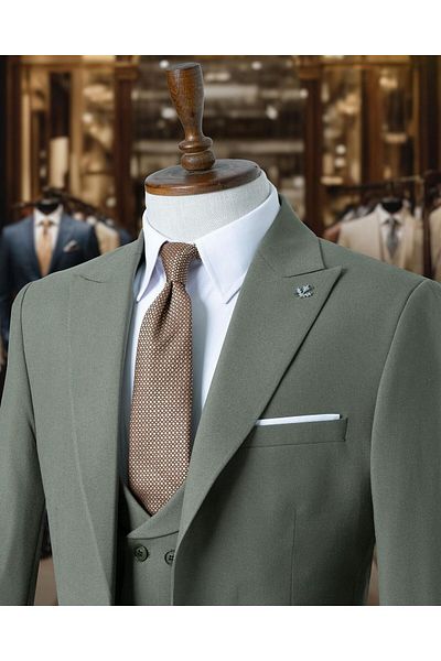 WENNO Suit Green with Italian Cut Vest