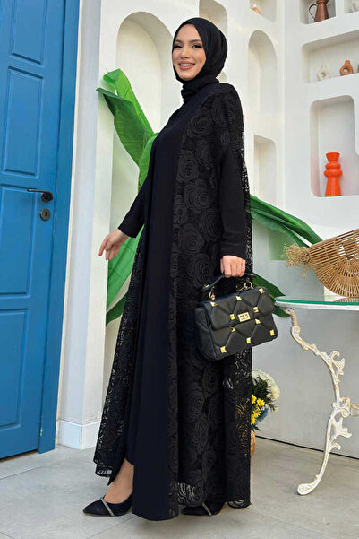 Bym Fashion Δαντέλα Abaya 7884 Μαύρο