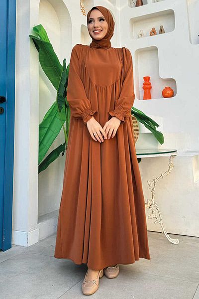 Bym Fashion Bym4 μάζεψε φόρεμα Tan