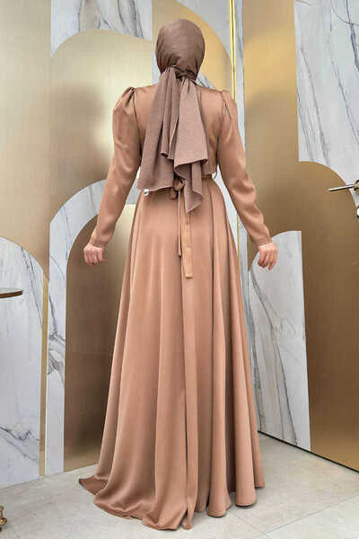 Bym Fashion 3863 Ζώνη με κοσμήματα σατέν φόρεμα μαύρισμα