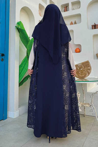 Bym Fashion Мереживо Abaya 7884 Navy Blue