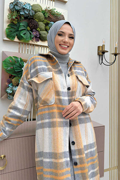 Bym Fashion Μπλουζάκι με κουμπιά με λεπτομέρεια κασμίρ ξυλοκόπος 7620 Mustard