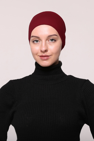 Altobeh Women's Combed Cotton Seamless Hijab Bandana Bonnet Sports Hair Band-burgundy