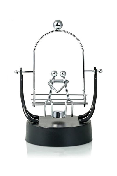 WENTER Masa Üstü Newton Denge Topu Metal Heykel Çift Salıncak Modeli Dekoratif Balans Sürekli Sarkaç Pilli