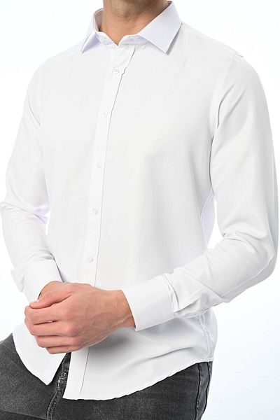 Piola Club Ανδρικό πουκάμισο από βαμβακερό σατέν Slim Fit