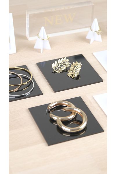 Kpleksi Square black plexi table 3 pieces jewelry stand organizer and photography