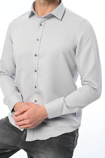 Piola Club Ανδρικό πουκάμισο από βαμβακερό σατέν Slim Fit