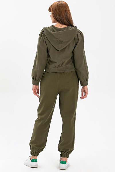 Eliş Şile Bezi Irem Printed Flannel Autumn and Winter Trousers Khaki Hk