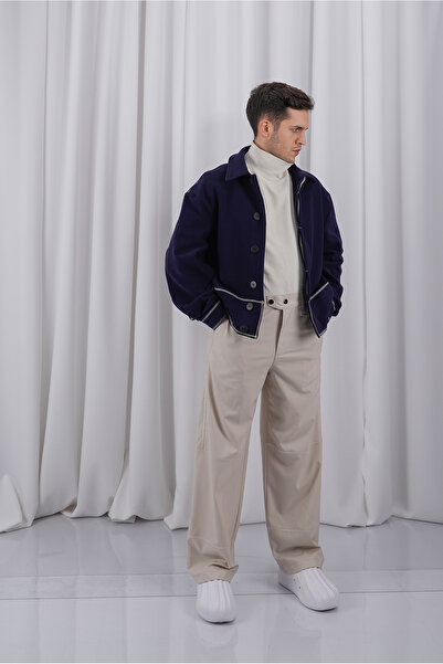 LoFiBuy Unisex Kaşe Oversize Fermuar Detaylı Spor Takım - Pocket