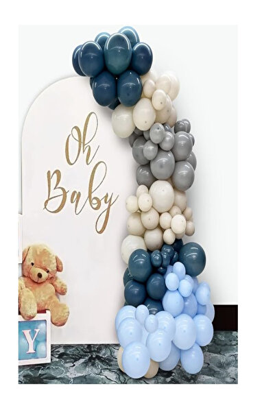 party mix Erkek Bebek Doğum Günü Konsepti Balon Zinciri 100 Adet Deniz kumu G...