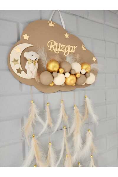 HD Different Kapı Süsü Ahşap Bulut Kapısüsü Bebek Odası Isimlik Strafor Toplu