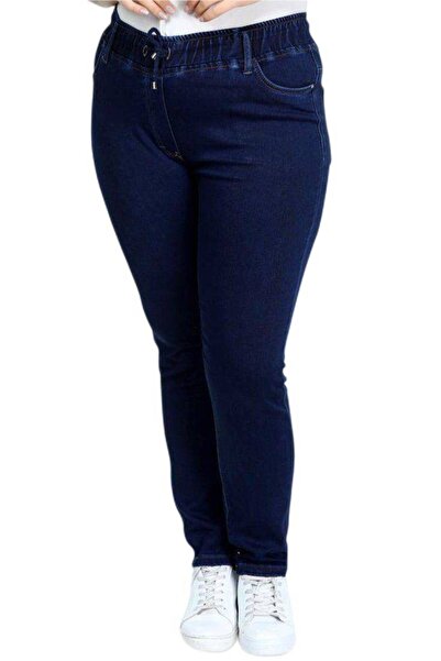 Hanezza Büyük Beden Beli Lastikli Slim Fit Kot Pantolon
