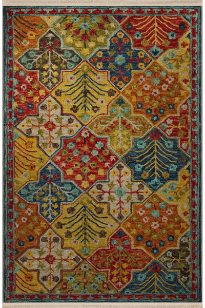 Rugs Modern Halı Multicolored Traditional Motif Floral Patterned Creative Vin...