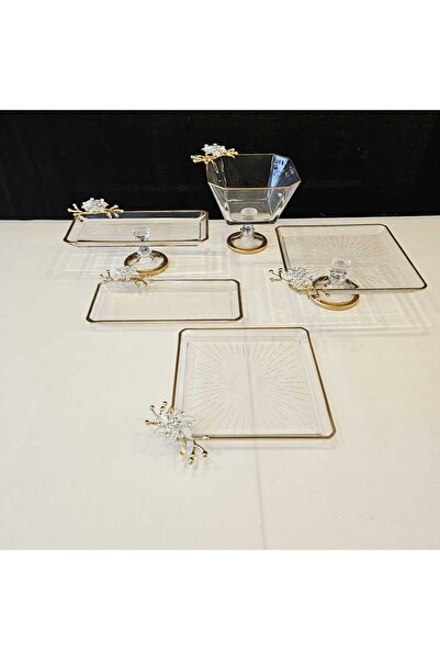 MaviDamla 5 PARCA CAM AYAKLI SUNUMLUK BROŞ MODEL