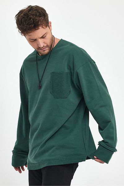 rammers Super Oversize Μακρυμάνικο Φούτερ - Αντεστραμμένη μανσέτα και τσέπες