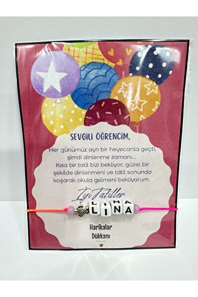 HARİKALAR DÜKKANI Ara Tatil Karne Hediyesi Makrome Detaylı İsimli Bileklik - ...