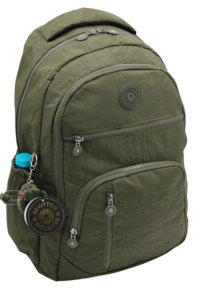 Bevitton Daily Crinkle Fabric Unisex School Backpack 1700 Khaki
