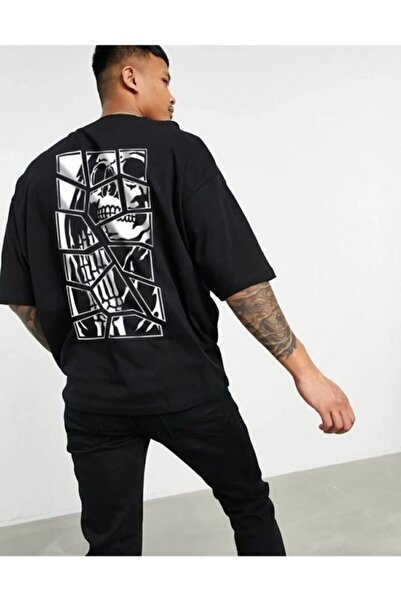 Vordevia Skeleton Back B Štampano Crna O Oversize kroj majica