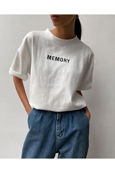 Vordevia Μνήμη εμπριμέ λευκό μπλουζάκι Oversize