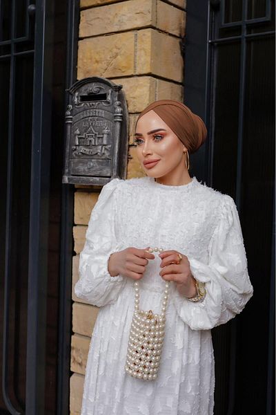 PİNK FLY Embroidery Lace Patterned Scallop Long Women's Dress 1388