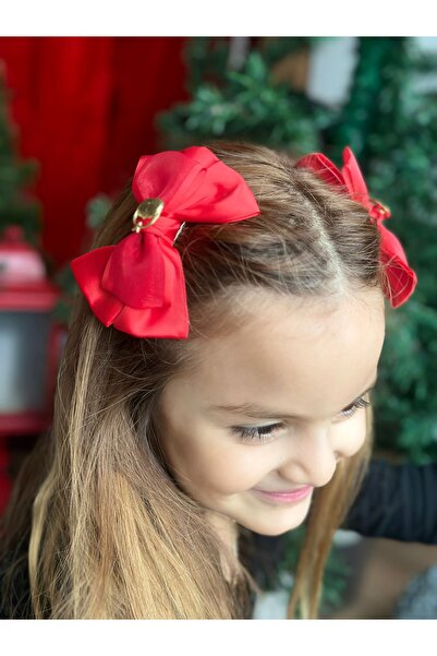 QUEEN AKSESUAR Custom Design 2-Piece Metal Layered Tulle Bow Red ATATURK PADGE Crescent Star Brooch Clip Buckle Set