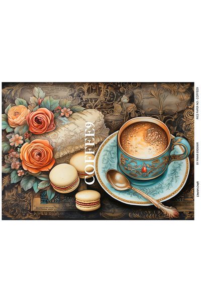 LİNEART Rice Patterned LineArt Paper - LA-COFFEE9
