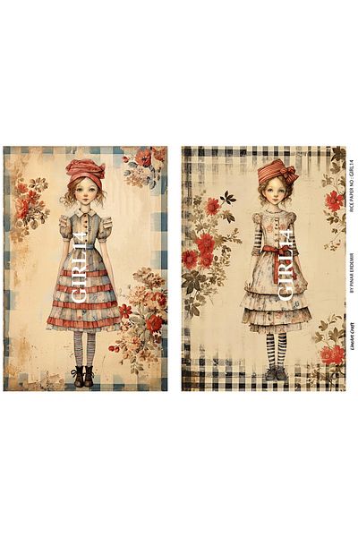 LİNEART LineArt Brass Decopage Paper LA-GIRL14