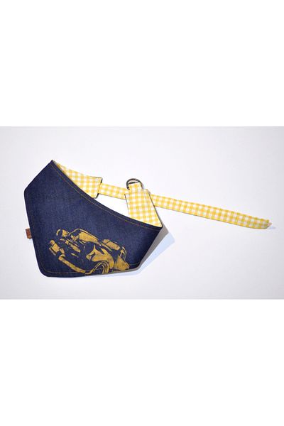 minart design CUSTOM CAR DESIGNED TIE-UP BANDANA FOR CAT AND DOGS ON DENIM