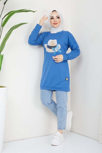 marwella Violet Hijab Tunic - Blue