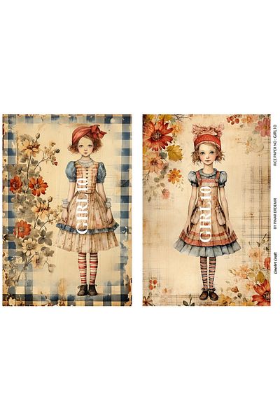 LİNEART LineArt Brass Decopage Paper LA-GIRL10