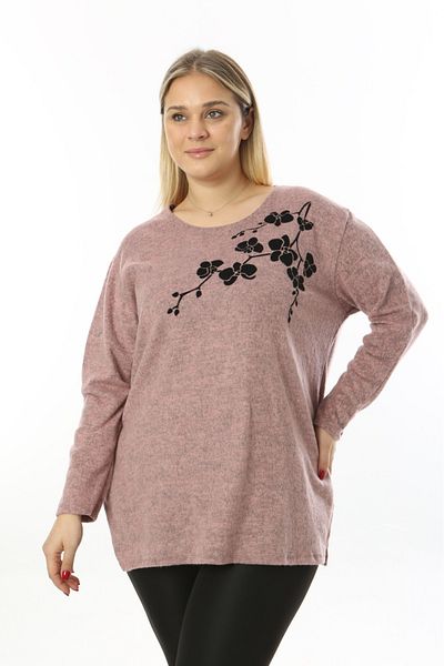 tıgersıze LARGE SIZE SOFT FLOWER PATTERNED Pullover