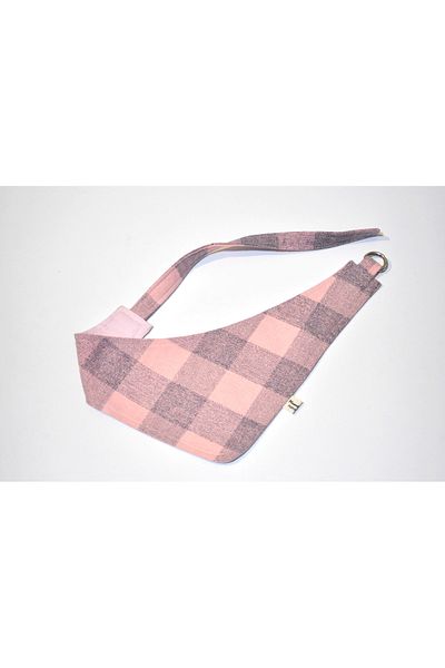 minart design PINK PLAIDED CHECKED DOUBLE SIDED TIE-UP BANDANA FOR CAT AND DOGS