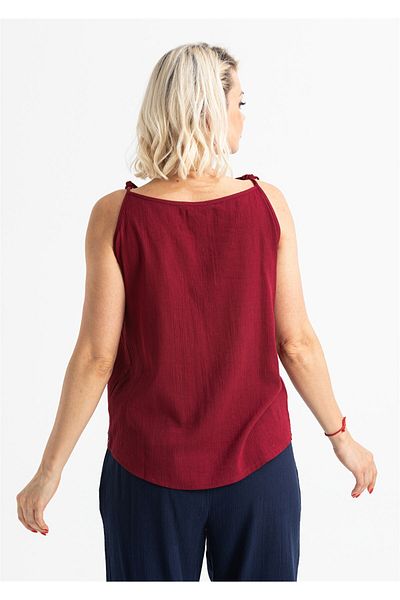 Eliş Şile Bezi Bluză Atiye cu bretele Sile Cloth Claret Red Brd