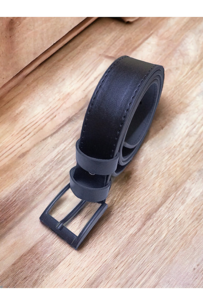 ÖZTÜRK KEMER Erkek Siyah 3.5 cm Kesme Düz Vinlex Dikişli Kumaş Kemeri
