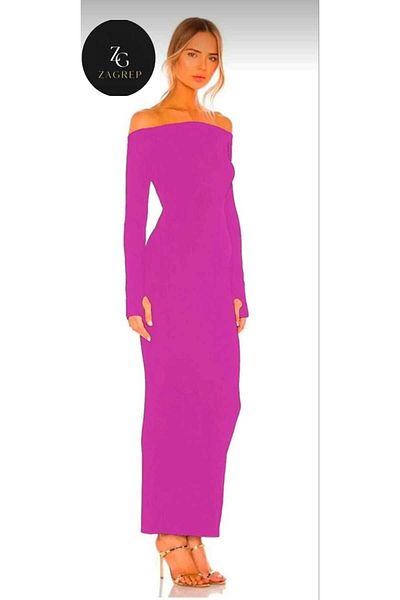 Zagrep Women's Purple Maxi Dress Finger-Snap Madonna Collar Side Opening Closing Slit Maxi Dress
