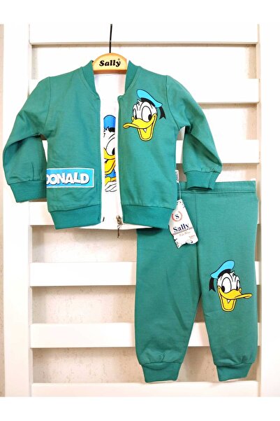 sally baby 2iplik Mevsimlik 3'lü Takım, Ördek Desenli,yazılı,fermuarlı ,Alt üst takım, eşofman takım