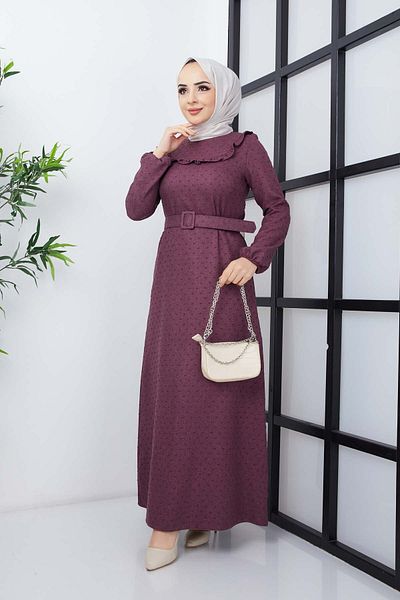 marwella Kayra Winter Dress - Plum