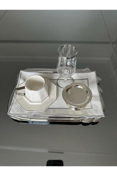 Lilies Atelier Modern Nakışlı Keten 24x15cm Dikdörtgen Tepsi Örtüsü-Sunum Ört...