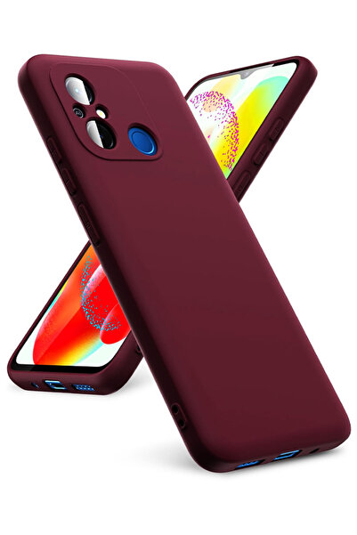 Molly Xiaomi Redmi 12C İçin Kırmızı Erik Liquid İçi Kadife Silikon Kılıf