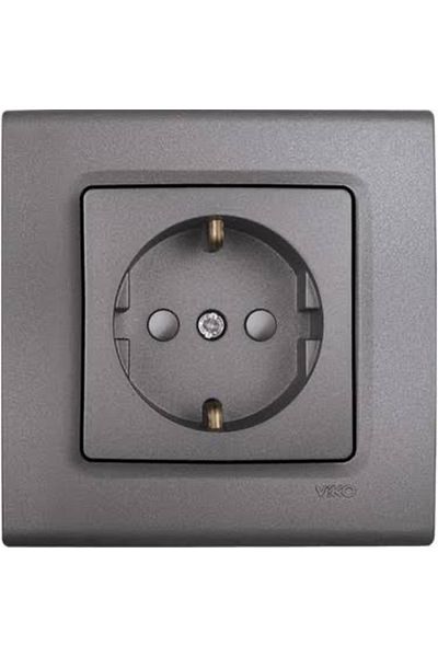 VİKO Viko Grounded Socket - Mechanism Cover (Framed) Linnera Life - Granite Gray