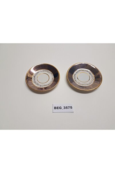 BEGÜLDAN 2 Ad Porselen Eski Lacivert Desenli Kahve Fincanı Tabakları Çay Taba...