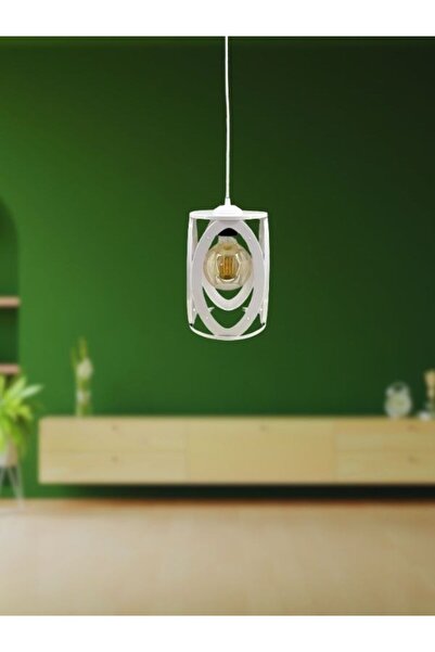 Genel Markalar Endüstriyel Beyaz Metal Oval Model Tekli Sarkıt Salon Hol Mutf...