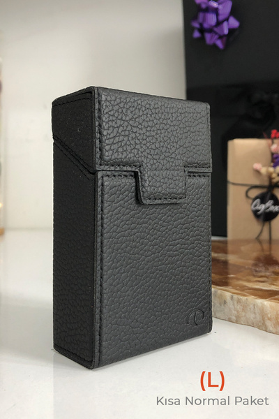 CIGBOXTR Deri Sigara Çantası - (L) Kısa Normal Paket - Aluminyum Kasa - Mıkna...