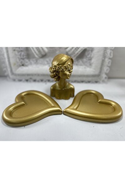 BLANJ GOLD Çift Kalpli çiçekli kız Dekoratif biblo