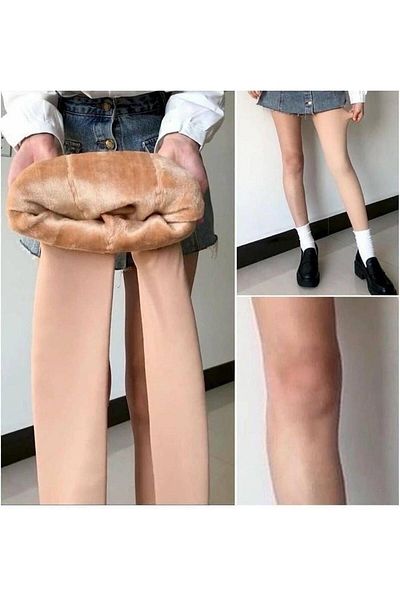 MİSTİRİK Ravena Model Recovery Woven Woolen Warm Plush Underwear Corset Leggings Sock Skin Color