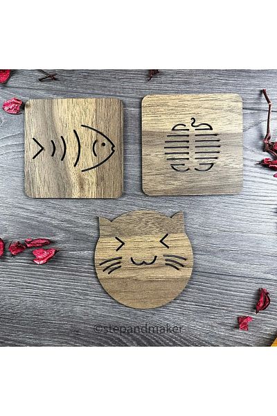 BBR HOME 3 Sets Wooden Teapot Coaster Cup Coaster Trivets Set